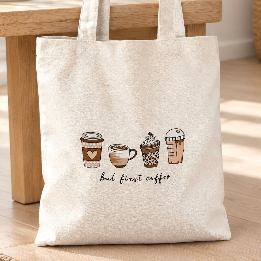 Tote Bag - But first coffee (WHITE)