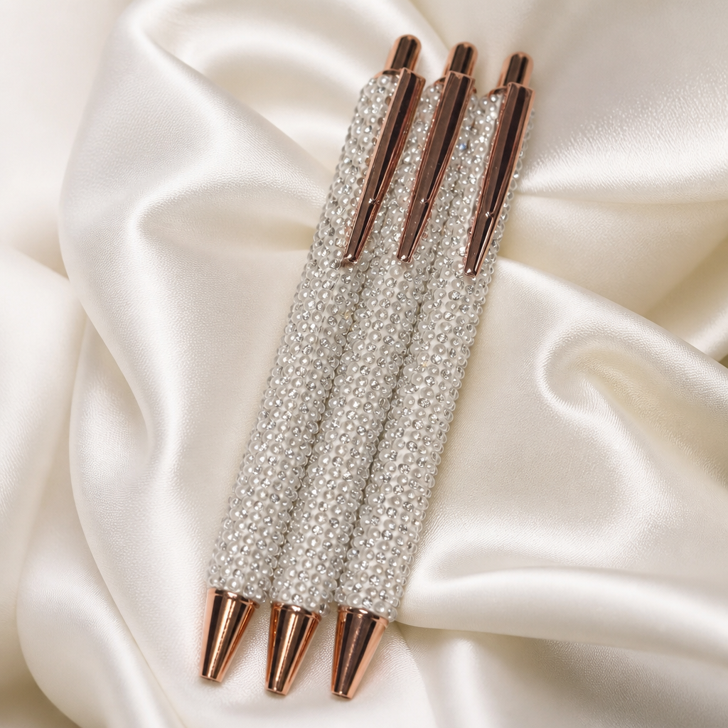 Rhinestone Executive Pen - "Wintery White"