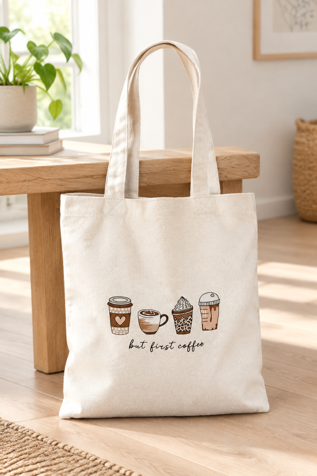 Tote Bag - But first coffee (WHITE)