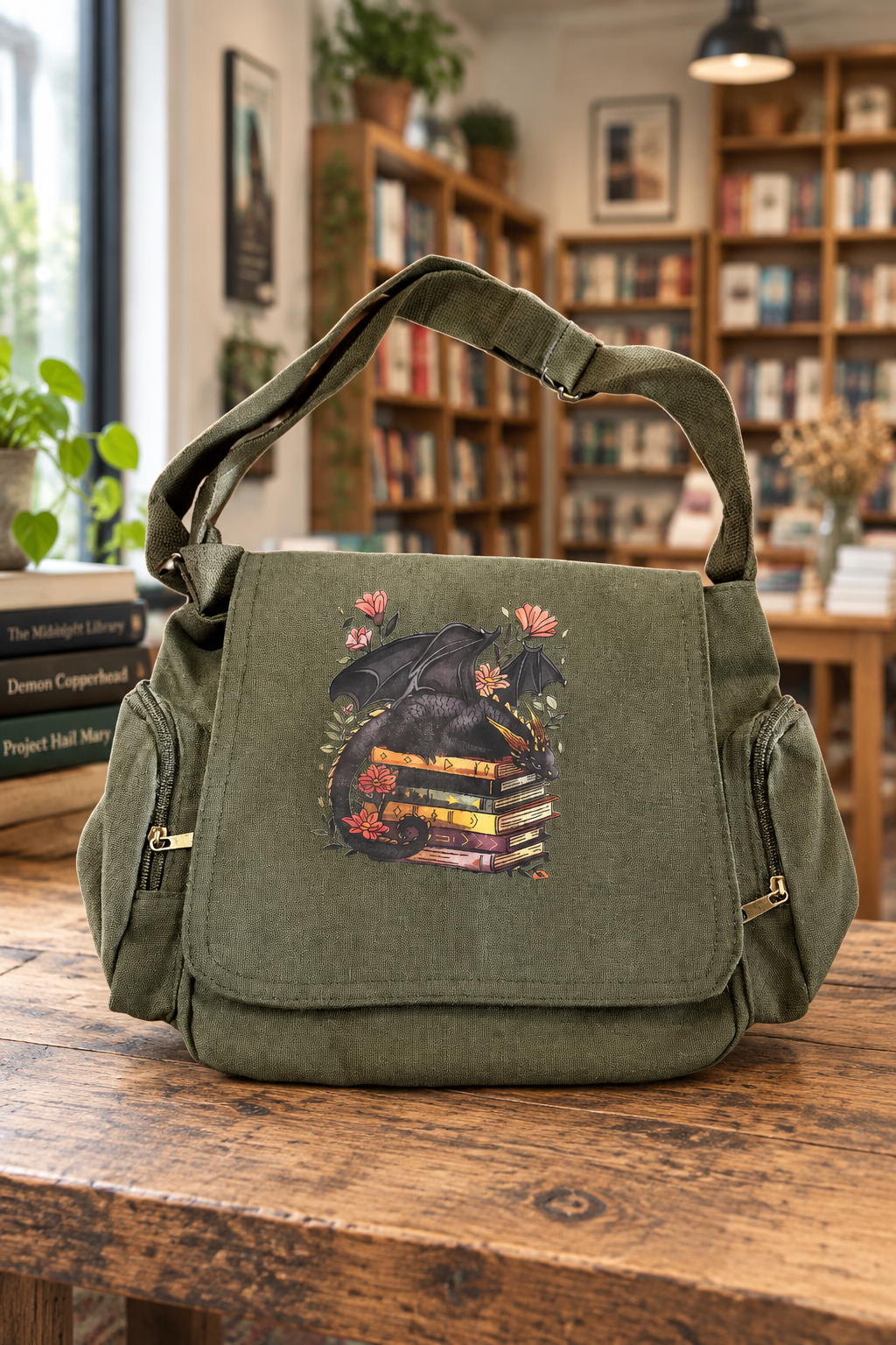 Multi-Pocket Crossbody Vintage Messenger Bag - "Dragon Hoard"