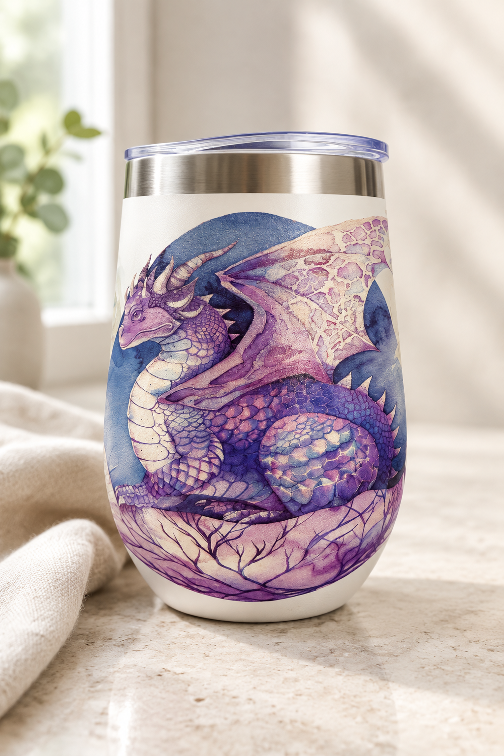 Stainless Steel Tumbler - "Dragon Resting" 12Oz