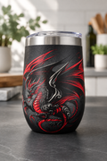 Stainless Steel Tumbler - "Dragon Arcana - Black/Red" 12Oz