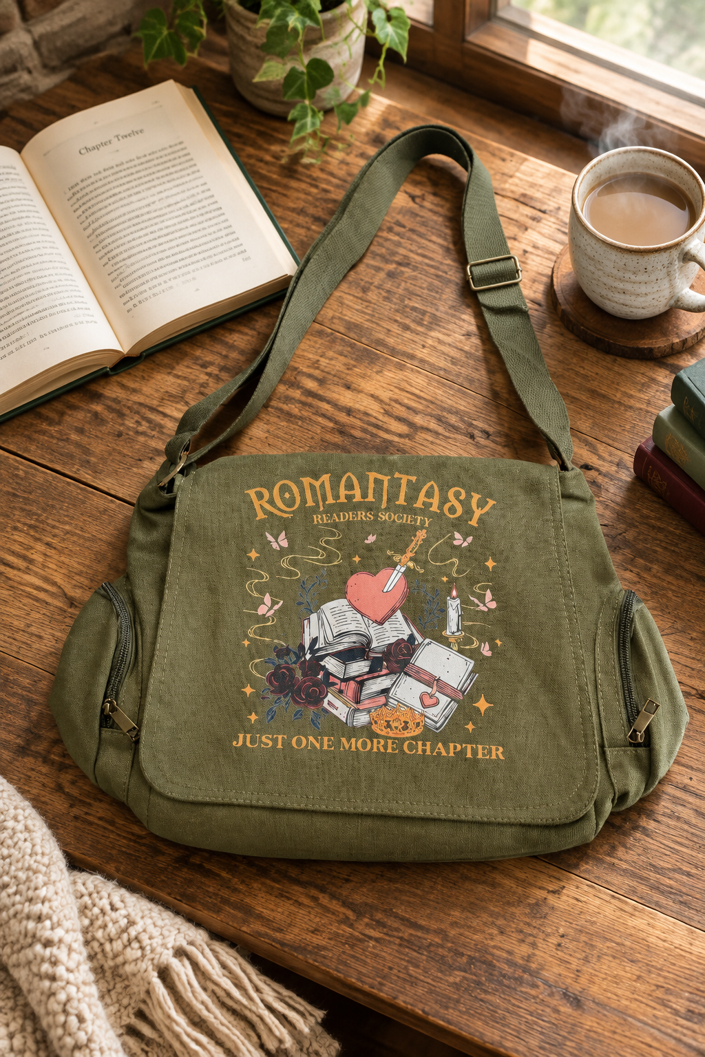 Multi-Pocket Crossbody Vintage Messenger Bag - "Romantasy"