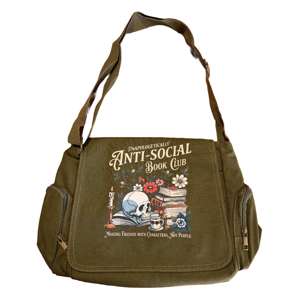 Multi-Pocket Crossbody Vintage Messenger Bag - "Anti Social"